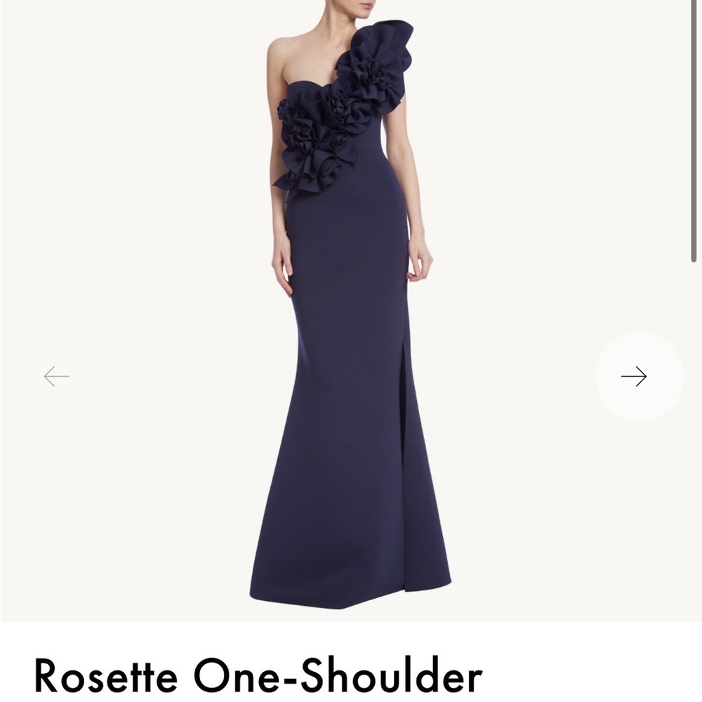 Badgley Mischka Navy Strapless Dress with Floral Accents size 10 NWT